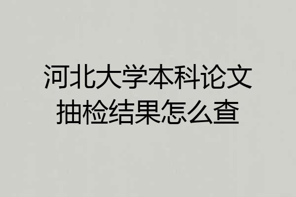 河北大学本科论文抽检结果怎么查
