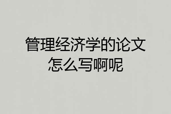 管理经济学的论文怎么写啊呢