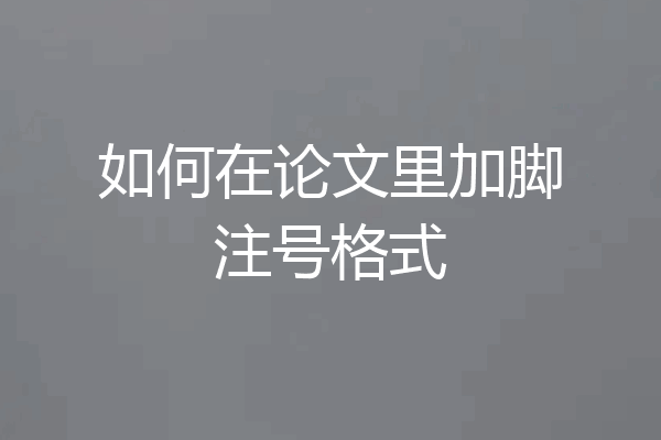 如何在论文里加脚注号格式