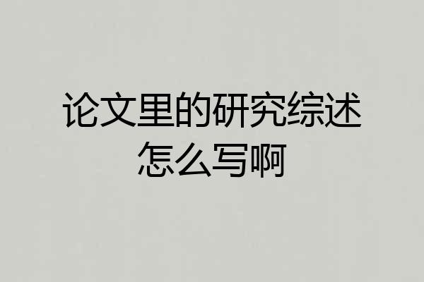 论文里的研究综述怎么写啊