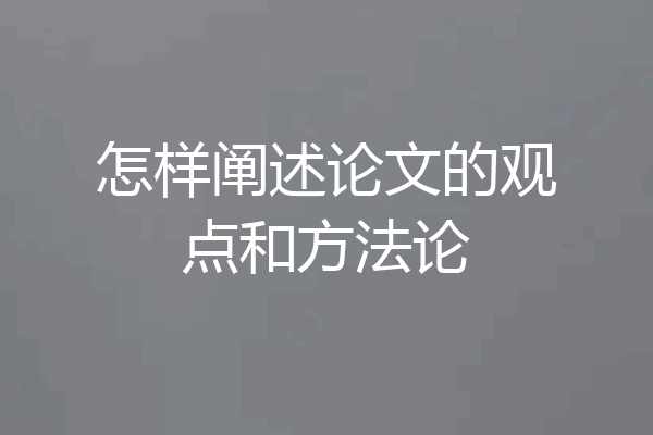 怎样阐述论文的观点和方法论