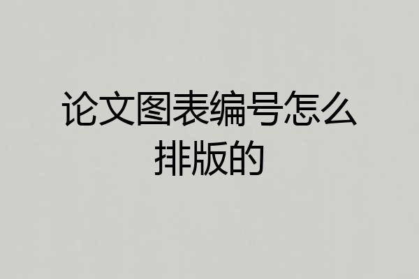 论文图表编号怎么排版的