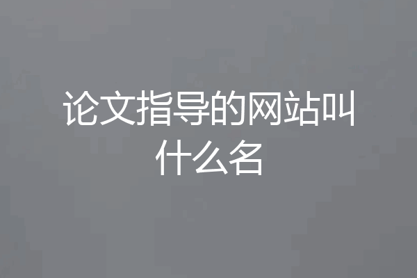 论文指导的网站叫什么名