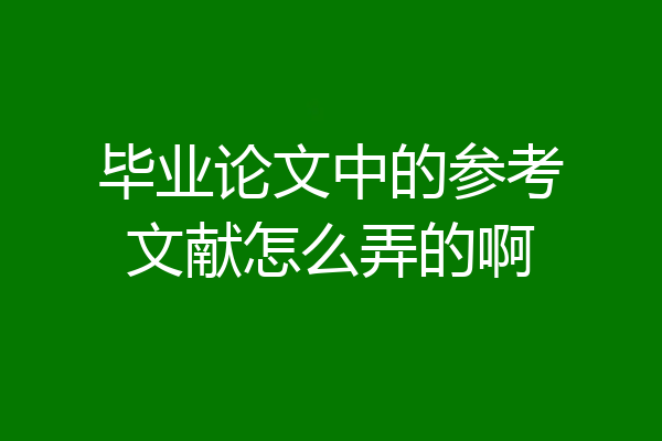 毕业论文中的参考文献怎么弄的啊