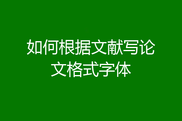 如何根据文献写论文格式字体