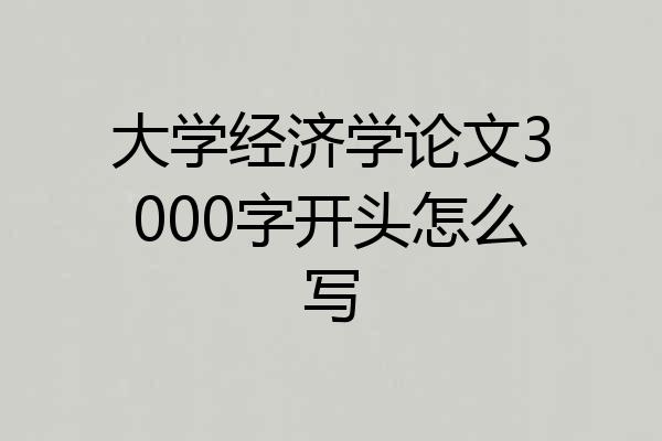 大学经济学论文3000字开头怎么写