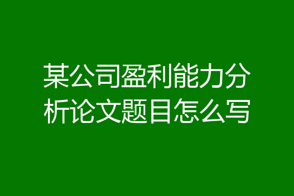 某公司盈利能力分析论文题目怎么写