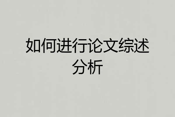 如何进行论文综述分析