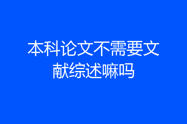 本科论文不需要文献综述嘛吗