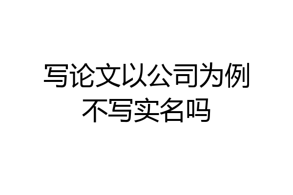 写论文以公司为例不写实名吗
