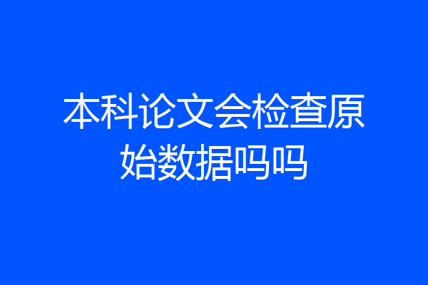 本科论文会检查原始数据吗吗
