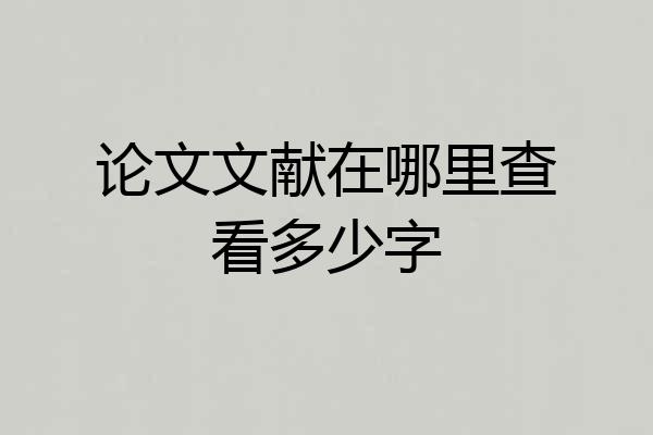 论文文献在哪里查看多少字