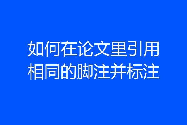 如何在论文里引用相同的脚注并标注