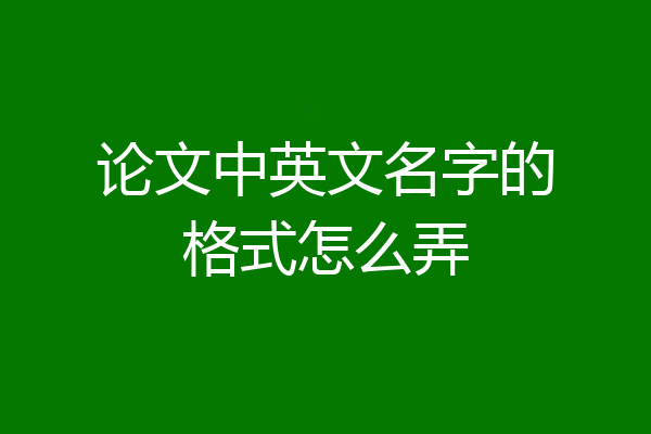 论文中英文名字的格式怎么弄