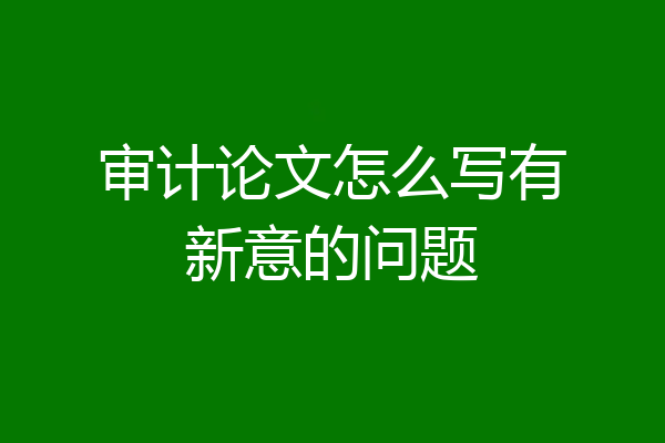 审计论文怎么写有新意的问题