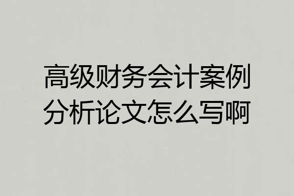高级财务会计案例分析论文怎么写啊