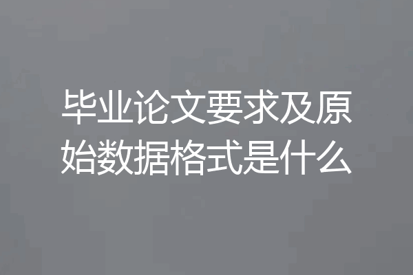 毕业论文要求及原始数据格式是什么