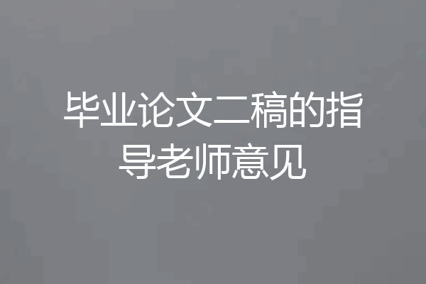 毕业论文二稿的指导老师意见