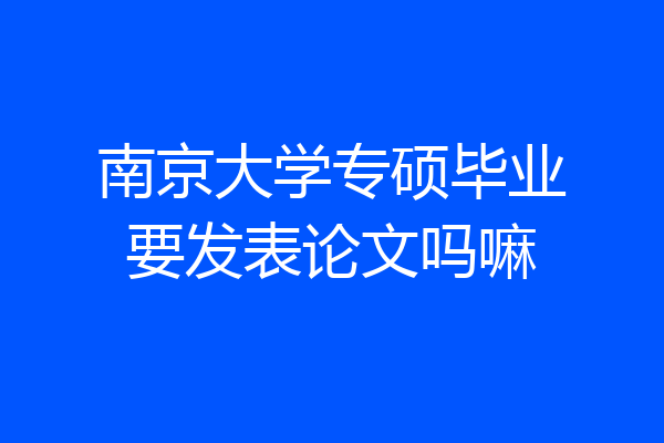 南京大学专硕毕业要发表论文吗嘛