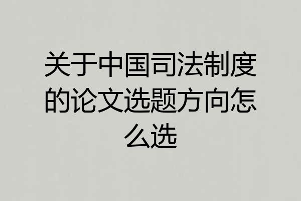 关于中国司法制度的论文选题方向怎么选