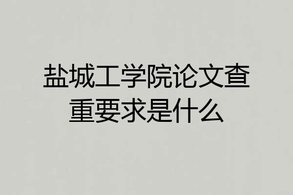 盐城工学院论文查重要求是什么