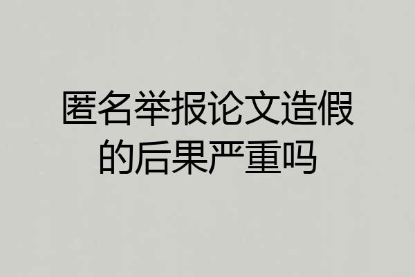 匿名举报论文造假的后果严重吗