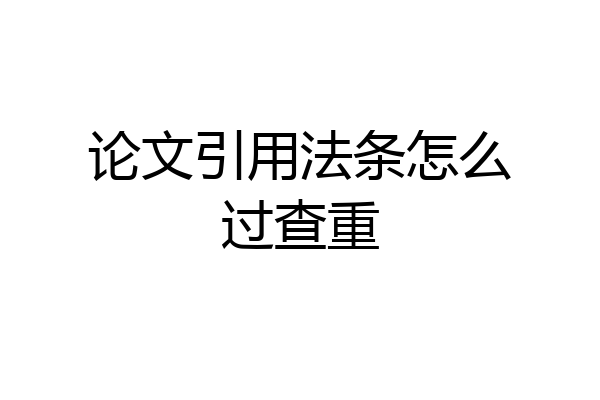 论文引用法条怎么过查重