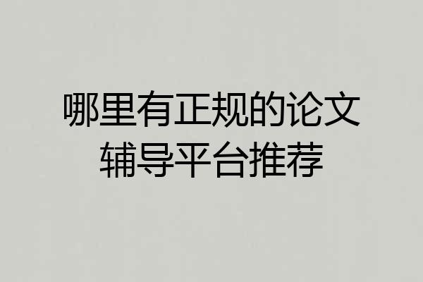 哪里有正规的论文辅导平台推荐