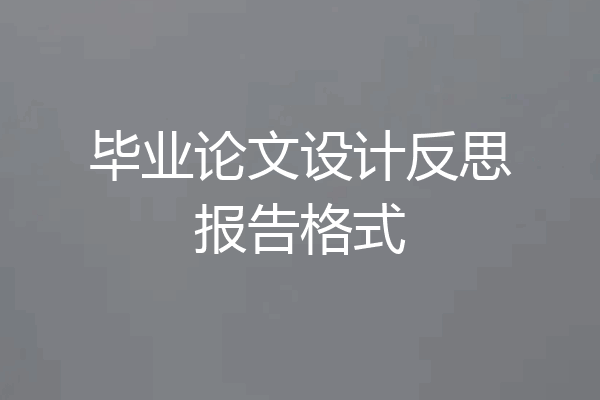 毕业论文设计反思报告格式