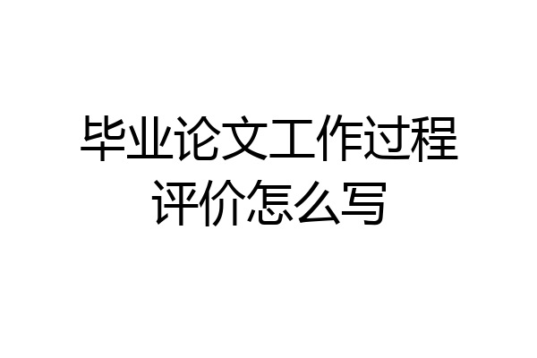 毕业论文工作过程评价怎么写