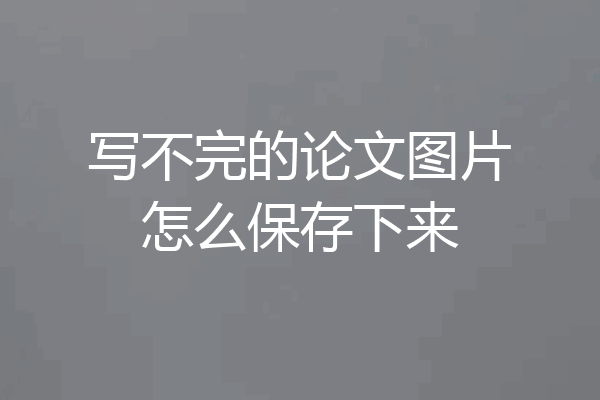 写不完的论文图片怎么保存下来