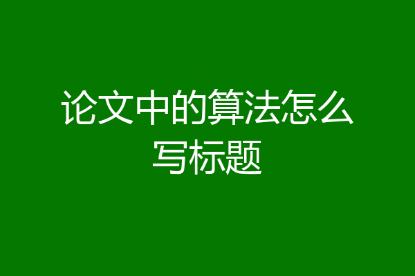 论文中的算法怎么写标题