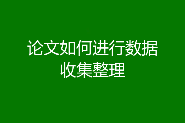 论文如何进行数据收集整理
