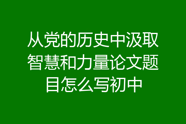 从党的历史中汲取智慧和力量论文题目怎么写初中