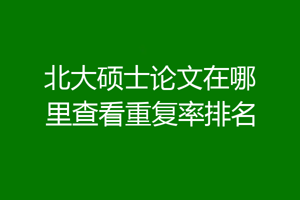 北大硕士论文在哪里查看重复率排名