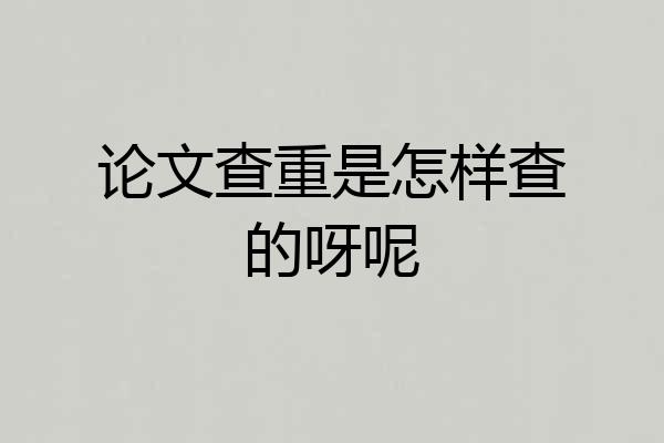 论文查重是怎样查的呀呢