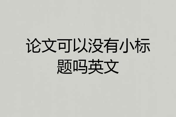 论文可以没有小标题吗英文