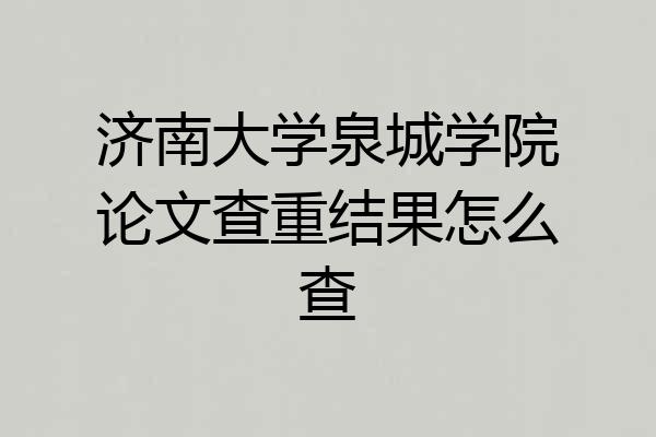 济南大学泉城学院论文查重结果怎么查