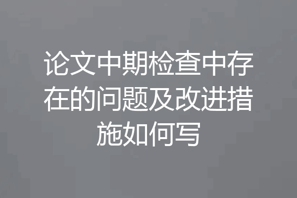 论文中期检查中存在的问题及改进措施如何写