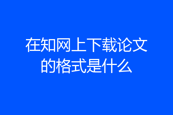 在知网上下载论文的格式是什么
