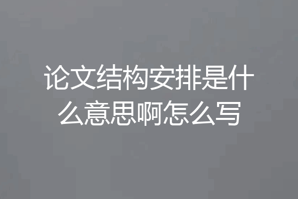 论文结构安排是什么意思啊怎么写