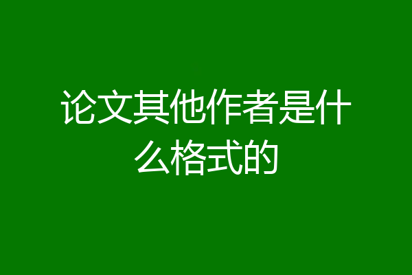 论文其他作者是什么格式的