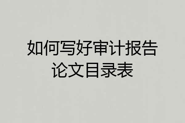 如何写好审计报告论文目录表