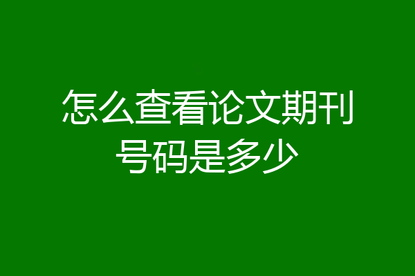 怎么查看论文期刊号码是多少