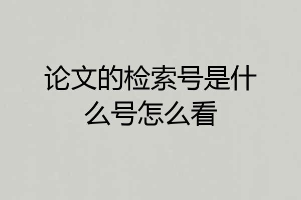 论文的检索号是什么号怎么看