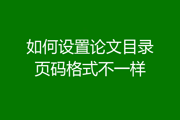 如何设置论文目录页码格式不一样