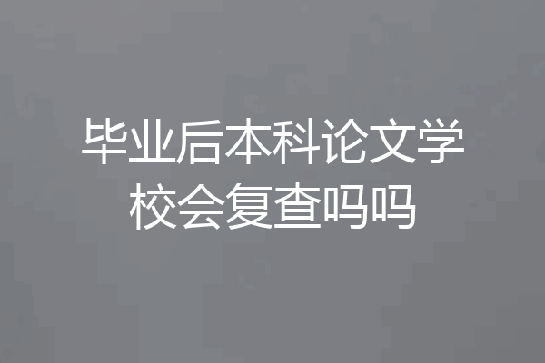 毕业后本科论文学校会复查吗吗