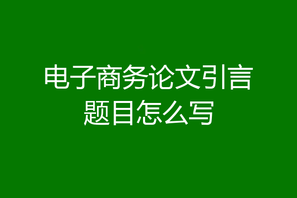 电子商务论文引言题目怎么写