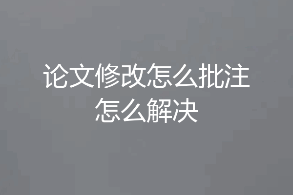 论文修改怎么批注怎么解决