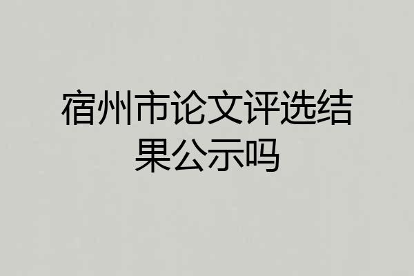 宿州市论文评选结果公示吗